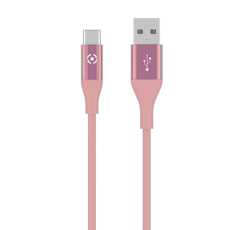 Celly USBTYPECCOLOR pink kabl za punjač USB A (muški) na USB tip C (muški) 1m