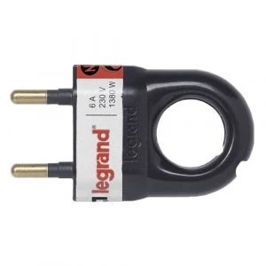 Legrand Stecker Ohne Erdung | 6 A, Mit Ring Zum Leichten Herausziehen | Schwarz