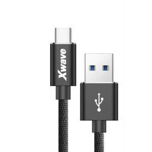 Xwave kabl za punjač USB A 3.0 (muški) na USB C 3.1 (muški) 1.2m crni upleteni