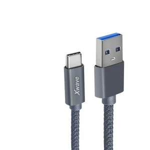 Xwave kabl za punjač USB A 3.0 (muški) na USB C 3.1 (muški) 1.2m tamno sivi upleteni