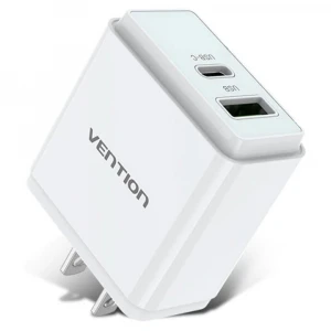 Vention QC67-US-W kućni punjač za mobilne telefone USB A/USB C beli (US priključak)