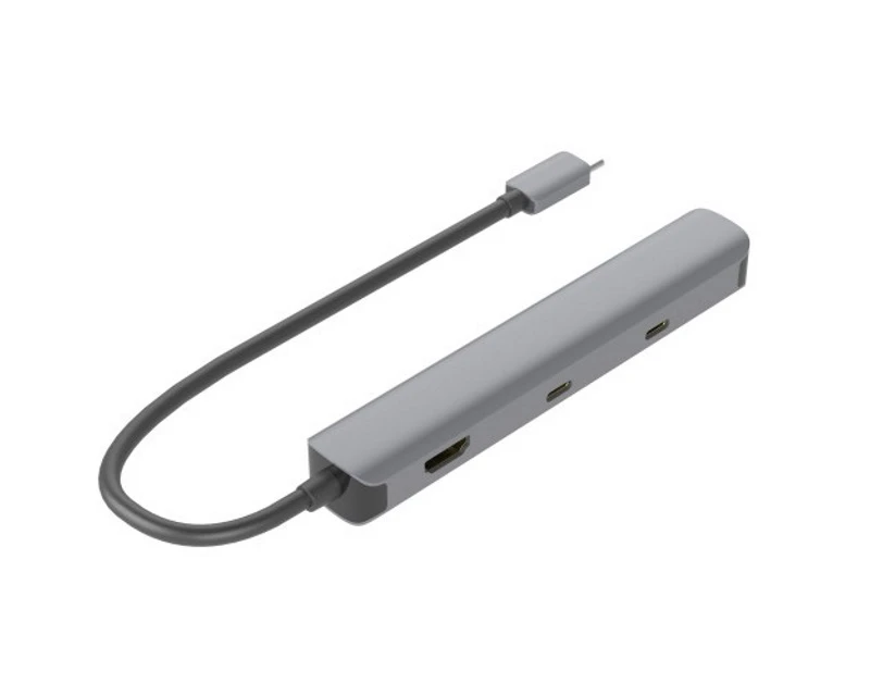 E-Green (OST05327) adapter USB 3.1 tip C (Muški) na 2x USB 3.0 tip A (Ženski), 2x USB 3.0 tip C (Ženski), HDMI (Ženski), RJ-45 (Ženski) siva