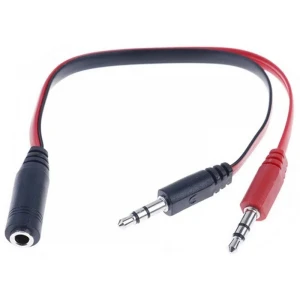 Fast Asia (OST05323) adapter 3.5mm stereo (Ženski) na 2x 3.5mm stereo (Muški) crno-crvena