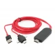 3G (83658) adapter HDMI (muški) na USB C (muški) + micro USB (muški) + lightning (muški) 1.5m crveni