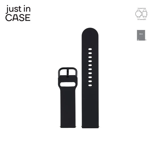Just In Case 2u1 22mm crna silikonska+siva silikonska zamenska narukvica za pametni sat