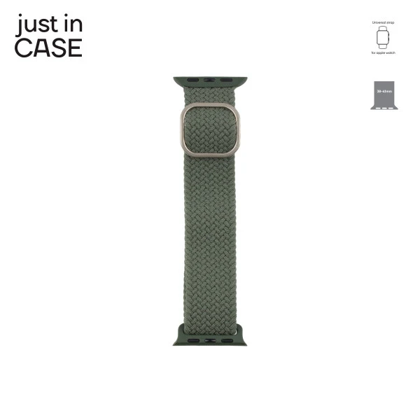 Just In Case 2u1 38-41mm srebrna milanese+zelena tekstilna zamenska narukvica za pametni sat