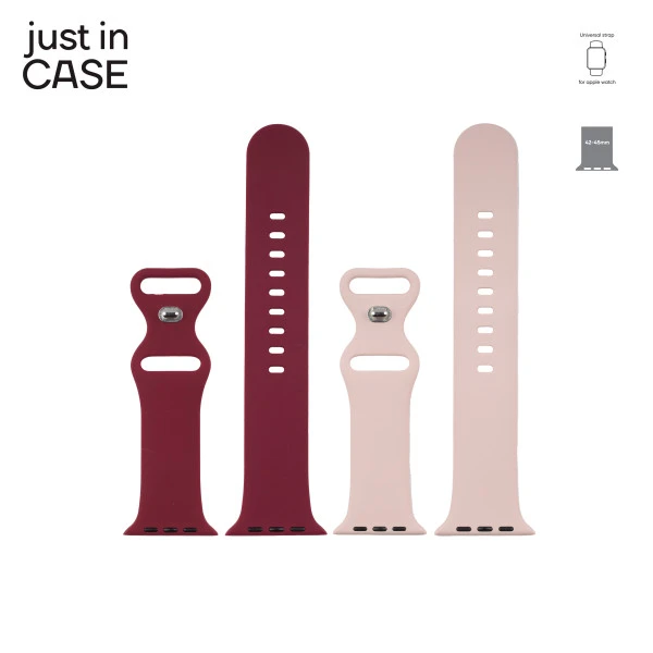 Just In Case 2u1 42-45mm crvena silikonska+pink silikonska zamenska narukvica za pametni sat