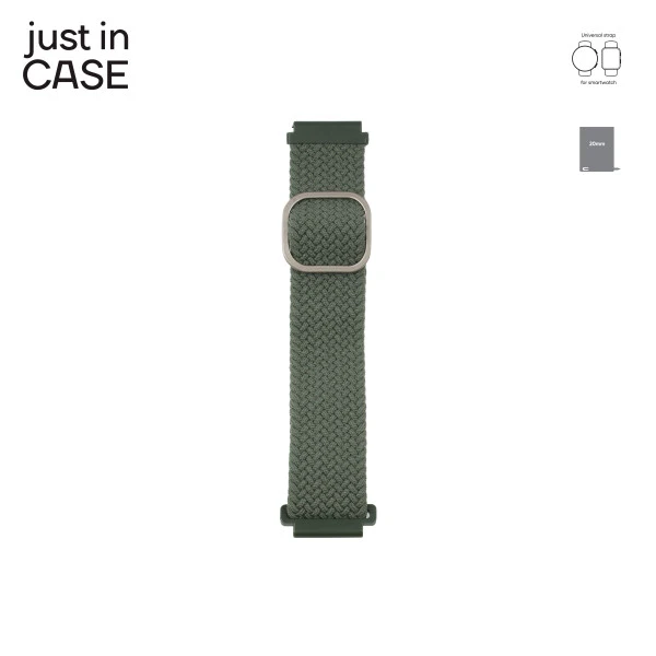 Just In Case 2u1 20mm crna milanese+zelena tekstilna zamenska narukvica za pametni sat