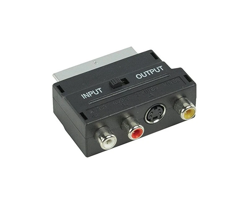E-Green (OST04216) adapter SCART (muški) na 3xRCA (ženski) + S-Video (ženski) crni