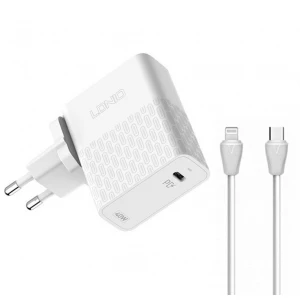 LDNIO A1405C (92216) kućni punjač USB 3.0 40W sa kablom Tip C (muški) na lightning (muški) beli