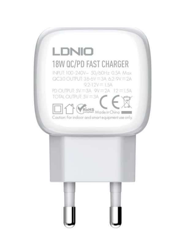 LDNIO A2313C (98321) kućni punjač USB 3.0 sa kablom Tip C (muški) na Tip C (muški) beli