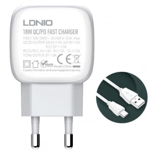 LDNIO A2313Q (86818) kućni punjač USB 3.0 sa Tip C kablom beli