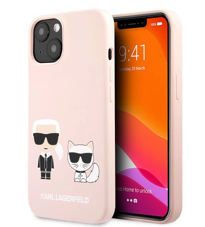 3G Karl Lagerfeld and Choupette svetlo roze zaštitna maska za iPhone 13 6.1