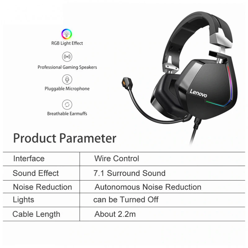 Lenovo H402-1 RGB gejemerske slušalice crne 