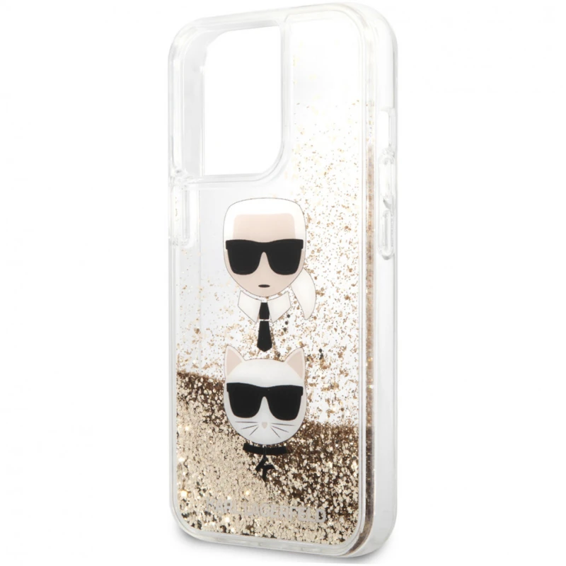 3G Karl Lagerfeld Hc Liquid Glitter 2 Heads zlatna zaštitna maska za telefon iPhone 14 Pro 6.1