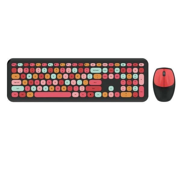 Moffii Retro komplet bežična tastatura+bežični miš crveno crni