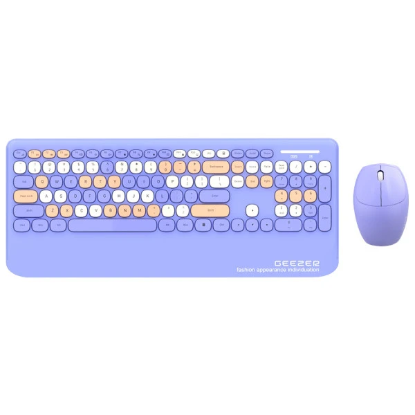 Geezer Retro komplet bežična tastatura+bežični miš ljubičasti