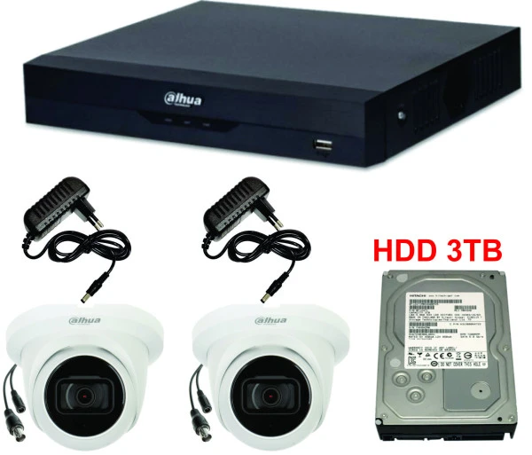 Dahua-01 digitalni video snimač 4 kanala set 2 kamere+3TB HDD 5Mpix 
