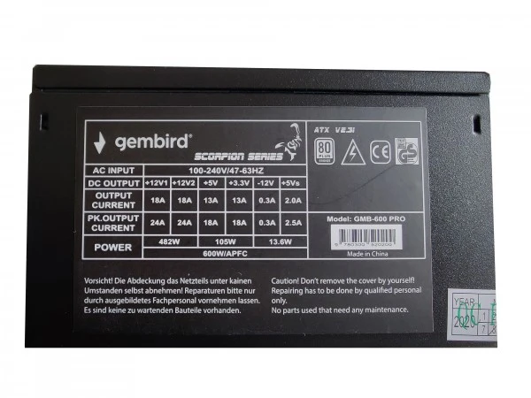 Gembird GMB-600-PRO napajanje 600W