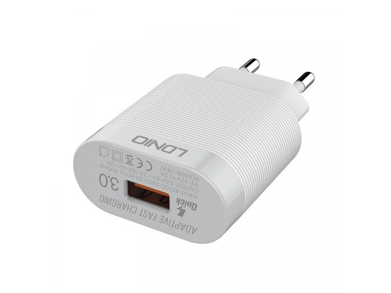 LDNIO A303Q P730 USB 5V/3A FAST QC 3.0 Type C punjač za telefon beli 