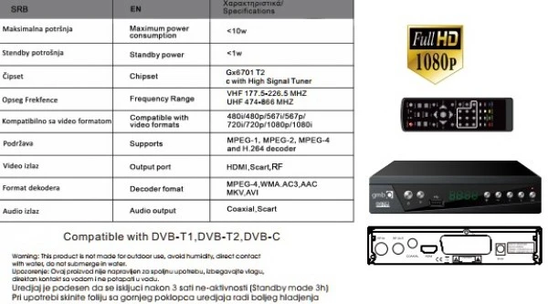 Gembird (GMB-TDT-033) Set Top Box DVB-T2 