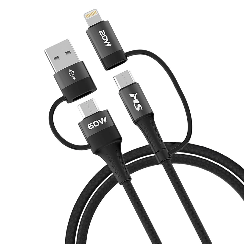 MS M-ACCL3100B (MSP40028) kabl za punjač USB tip C (muški) na USB tip C (muški)/USB tipA (muški) na lightning 1m crni