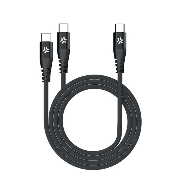 Celly Power Dellivery kabl za telefon USB C (muški) na 2xUSB C (muški) crni