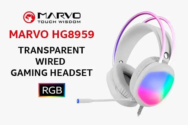 Marvo HG8959 TRANSPARENT RGB gejmerske slušalice bele
