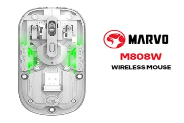 Marvo M808W RGB 1600DPI gejmerski bežični optički miš providni