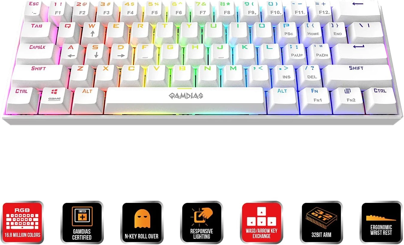 Gamdias Hermes E3 RGB plavi switch mehanička gejmerska tastatura bela