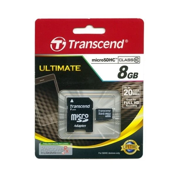 Transcend MicroSD (TS8GUSDHC10) 8GB class 10+adapter memorijska kartica 