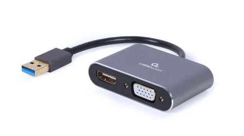 Gembird (A-USB3-HDMIVGA-01) adapter USB (muški) na HDMI (ženski)+VGA (ženski) sivi