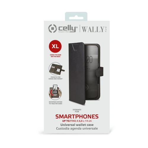 Celly Wallyone preklopna unirvezalna futrola za mobilni telefon 4.5-5.0" crna