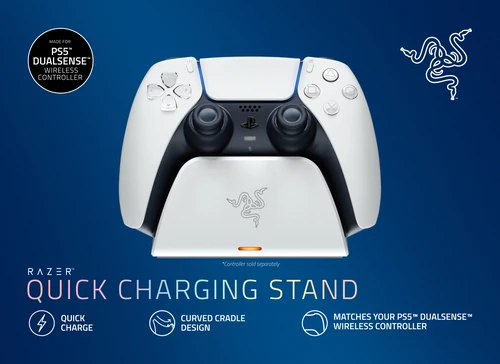 Razer Quick Charging Stand brzi punjač za džojstik PS5 beli