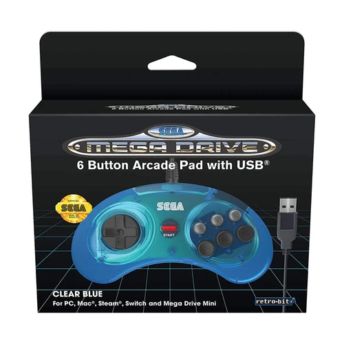 Sega Mega Drive (34259) Retro-Bit Mini 6-B USB gamepad plavi
