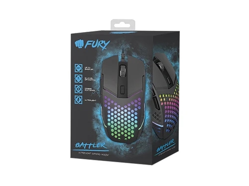 Fury Battler 6400 DPI USB RGB gejmerski miš crni