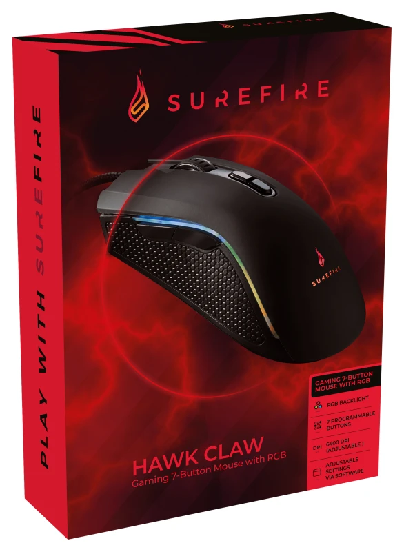 SureFire Hawk Claw RGB gejmerski optički miš 6400dpi crni