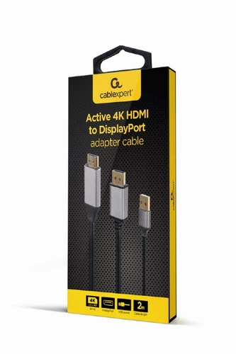 Gembird (A-HDMIM-DPM-01) kabl HDMI (muški) na DisplayPort (muški) + USB napajanje 2m crni