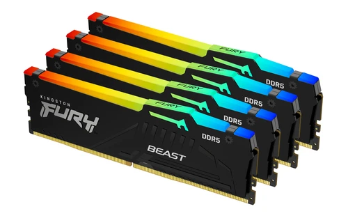 Kingston DDR5 128GB (4x32GB kit) 5200MT/s Fury Beast Black RGB XMP(KF552C40BBAK4-128) memorija za desktop