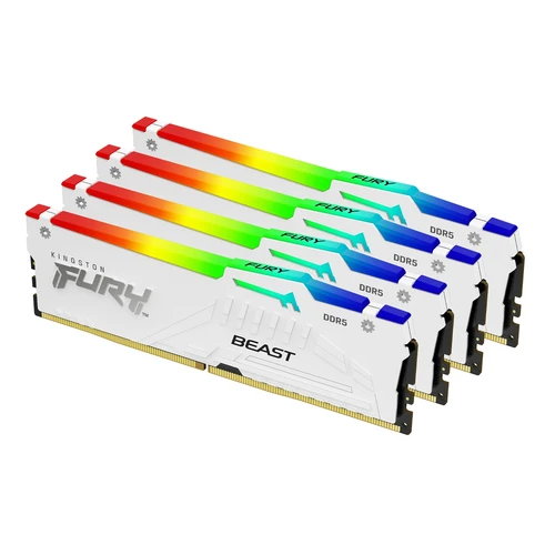 Kingston DDR5 128GB (4x32GB kit) 5200MT/s Fury Beast White RGB XMP (KF552C40BWAK4-128) memorija za desktop