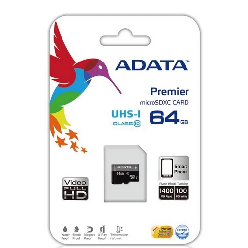 AData MicroSD (AUSDX64GUICL10-RA1) 64GB class 10+adapter memorijska kartica 