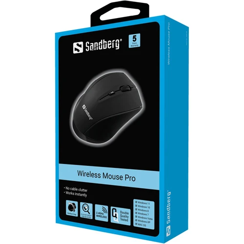Sandberg Pro 630-06 bežični optički miš 1600dpi crni