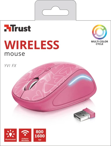 Trust YVI FX bežični optički miš 1600dpi pink