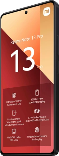 Xiaomi Redmi Note 13 Pro 8/256GB crni mobilni 6.67" Octa Core Mediatek Helio G99 Ultra 8GB 256GB 200Mpx+8Mpx+2Mpx Dual Sim