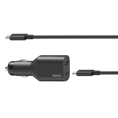 Hama (200010) crni auto punjač USB-A/USB-C+kabl USB-C 1m