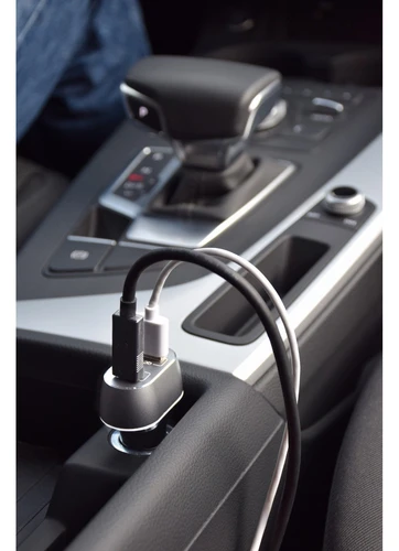 Port Designs 900086 auto punjač za mobilne telefone USB/USB C crno sivi