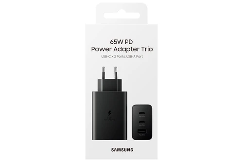 Samsung Trio EP-T6530NBEGEU kućni punjač za telefon sa 2xUSB C+USB A 65W crni