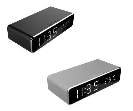 Gembird (DAC-WPC-01-S) digitalni sat+alarm sa bezičnim punjenjem telefona sivi