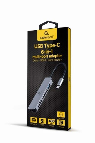 Gembird Cablexpert (A-CM-COMBO6-02) USB Tip-C 6u1 USB HUB