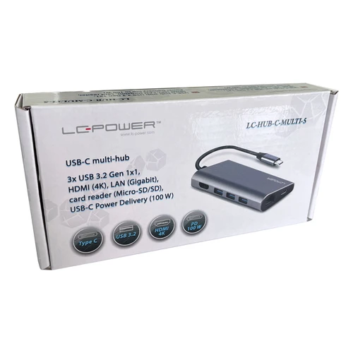 LC-Power LC-HUB-C-MULTI-5 USB multiport 5u1 USB Type-C Hub crni